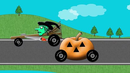 Halloween Drag Race Skeleton, Witch, Spider & Monster Trucks