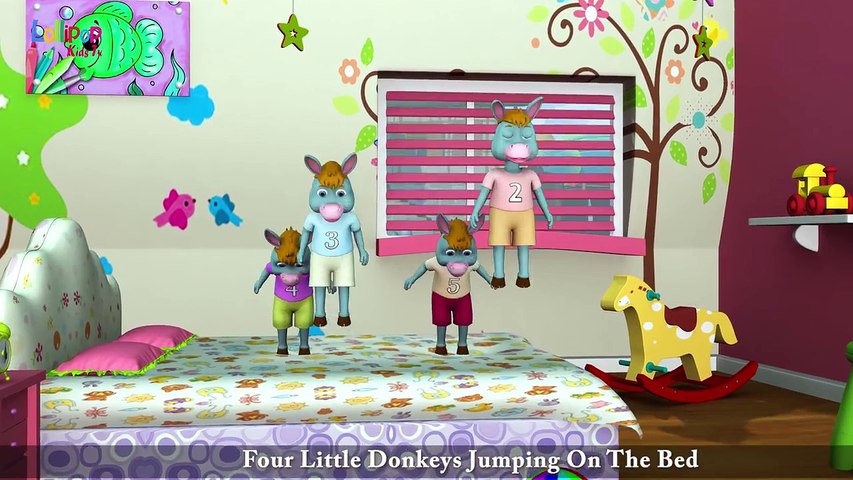Five Little Donkeys Jumping on the Bed || Nursery Rhyme and 3D Animation Rhymes