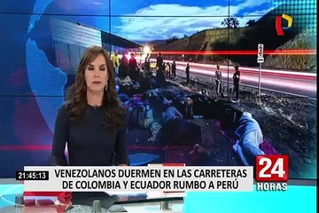 Venezolanos pernoctan en carretera durante su travesía hacia Perú