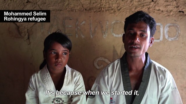 Rohingya refugee teaches daughter taekwondo to fight poverty