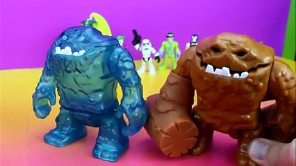 Hulk & brother Bob fight Imaginext Clay Face & Ice Face in tag team all star wrestling