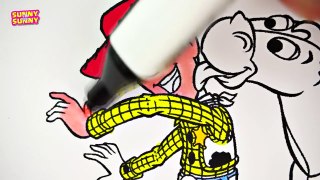 Sheriff Woody Toy Story Coloring for Kids | How to Draw Cartoon for Children