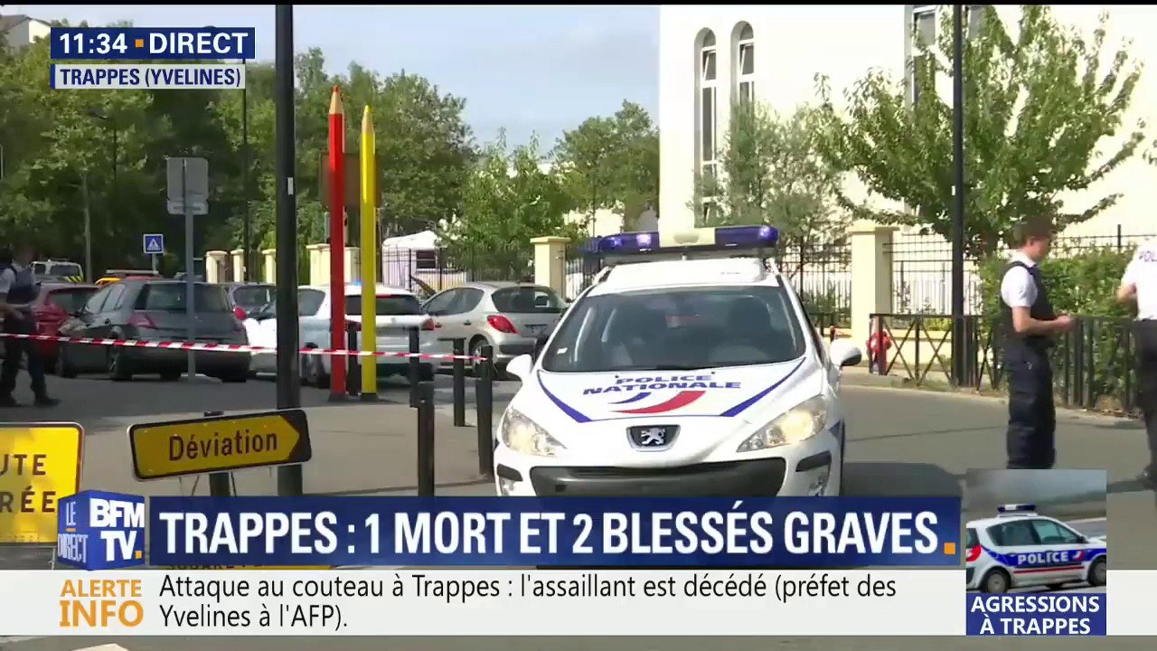 Attaque au couteau à Trappes: l'assaillant a été neutralisé par la police et est décédé