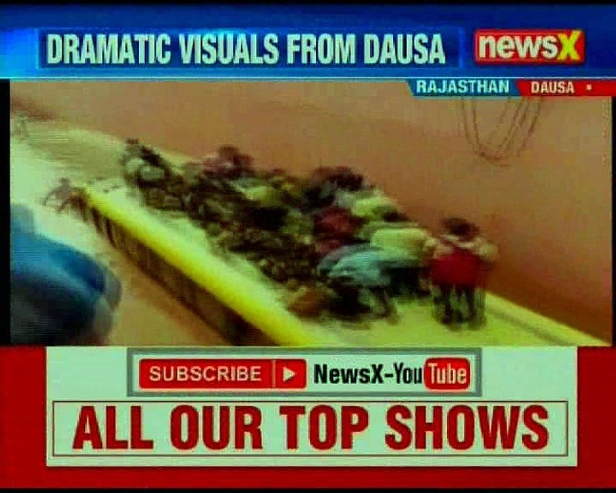 Dramatic visuals from Dausa; school bus trapped in Rajasthan