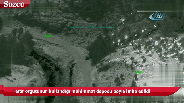Terör örgütünün kullandığı mühimmat deposu böyle imha edildi