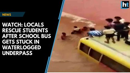 Download Video: Watch: 50 children trapped in a waterlogged underpass in Rajasthan