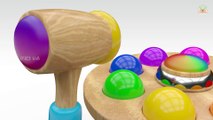 3D Toddlers Learning Video Learn Color Balls with Wooden Hammer Toy for Baby Kids
