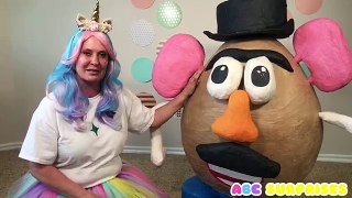 Giant Mr. Potato Head plays hide and seek! Learn Colors with ABC Surprises