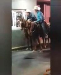 Ordenaron por el auto servicio, pero sin tener auto sino unos caballos