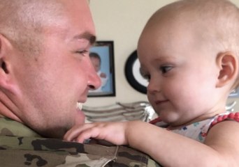 Baby Overjoyed at the Sight of Father Returning Home From Training