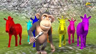 Zebra Colourful Color Song || 3D Monkey Colours Songs || Color Song For Children Animated