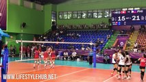 Philippines Women’s Volleyball Team wins their first set at the 18th Asian Games vs Hong Kong