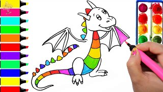 Rainbow Dragon Coloring Page Learn Colors For Girls and Kids