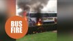 This is the terrifying footage of the moment a double-decker bus burst into flames.