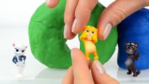 Talking Tom Kinder Surprise eggs Play doh Toys Angela, Ginger, Ben, Pierre