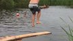 Homemade Diving Board Immediately Snaps Under Guy's Weight