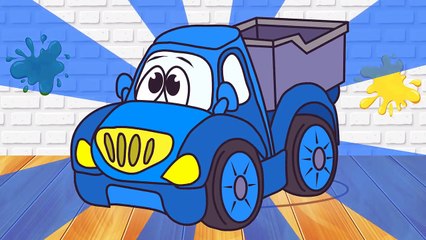 Раскраска с машинками Трактор Грузовик Экскаватор Автобус. Учим цвета Мультик для детей