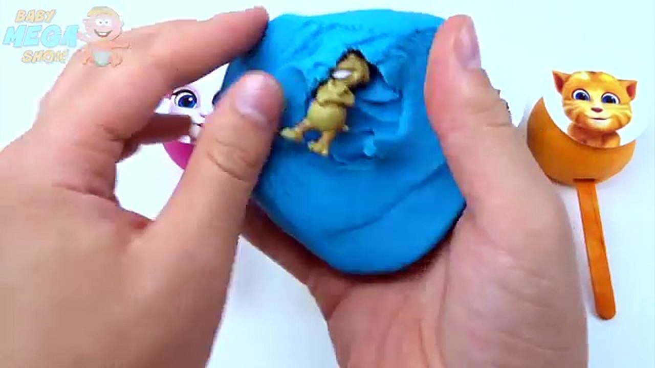 Lollipops made of Play Doh Clay on Colored Sticks with Surprise Toys Talking Tom Collectio