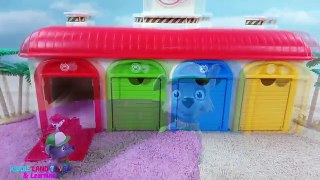 Paw Patrol Tayo Garages Learn Colors Toy Surprises with Marshall Rubble Chase Rocky