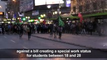 Chilean students protest against a bill on youth work