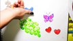 Color Grapes, Heart, Butterfly Thumb Art Coloring Pages and Learn Colors for Kids