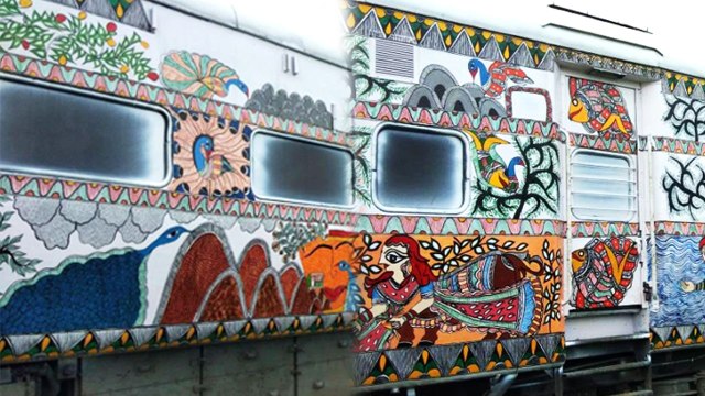 Indian Railways की Bihar Sampark Kranti Express Madhubani Paintings से सजी , Watch Video | वनइंडिया