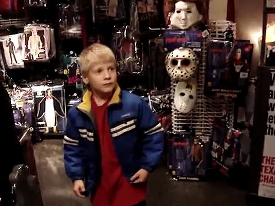 Halloween store scared kid