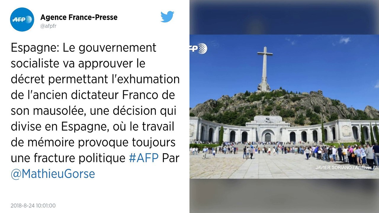 Espagne. Le gouvernement approuve le décret pour exhumer l'ancien dictateur Franco de son mausolée.