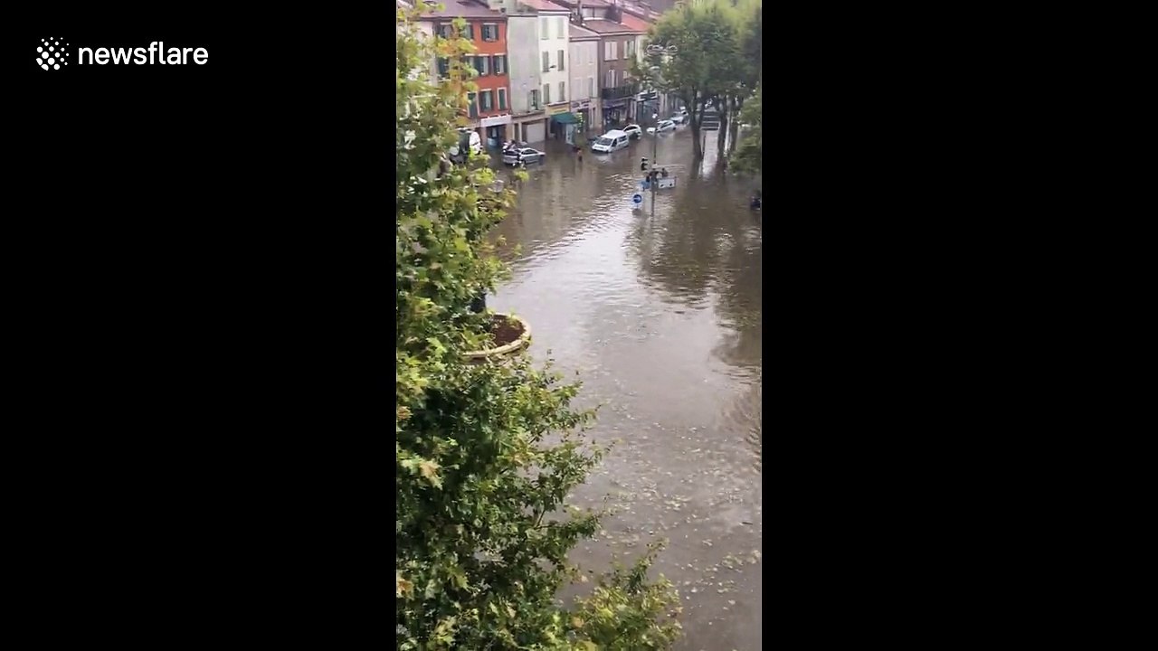 Streets in south of France flooded after heavy storms
