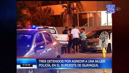 Tres detenidos por agredir a una mujer policía en el suroeste de Guayaquil