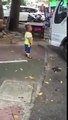 Little man goes crazy at guy trying to park his truck!
