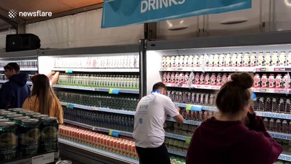 Co-op workers show off their dance moves at Leeds Festival