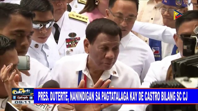 Pres. #Duterte, nanindigan sa pagtatalaga kay De Castro bilang SC CJ