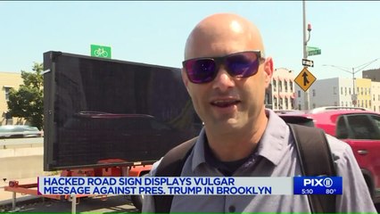 Brooklyn Road Sign Hacked with Anti-Trump Message