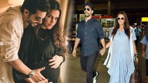 Neha Dhupia's FIRST video after pregnancy; Spotted with Angad Bedi at airport; Watch video|FilmiBeat