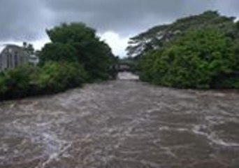 Wailuku River Gushes on Hawaii's Big Island During Hurricane Lane
