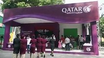 Our cabin crew ventured out to the Asian Games village, as they met sports fans at our booth and officiated the medal ceremony for the gymnastics event at the 1