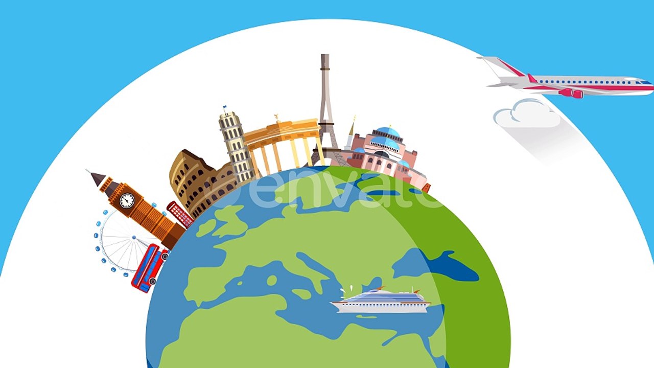 Travel Europe - flat design motion graphics