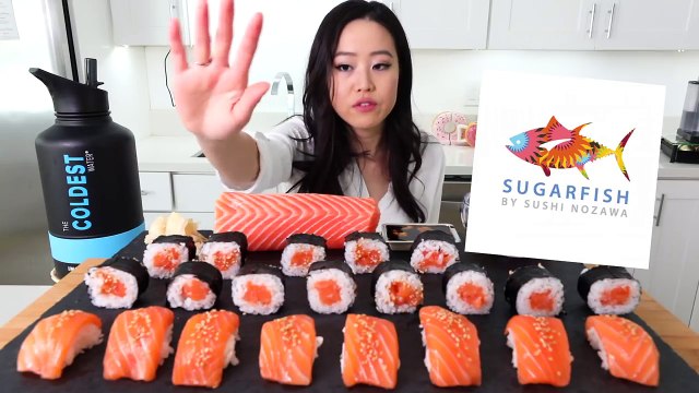 GIANT SALMON SUSHI/SASHIMI MUKBANG | EATING SHOW