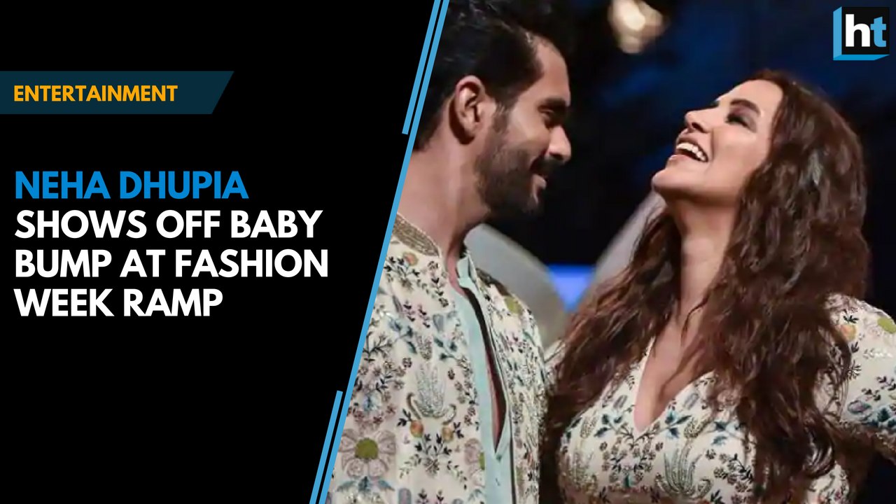 Neha Dhupia shows off baby bump at Lakme Fashion Week ramp