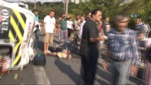 TEM Otoyolu Levent mevkiinde minibüs takla attı... Kazada çok sayıda vatandaş yaralandı