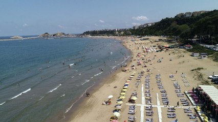 Şile'de Denize Giren Vatandaşlar Havadan Görüntülendi