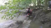 Honda CR125 Dirt Bike: Deep Ravine Water Crossing