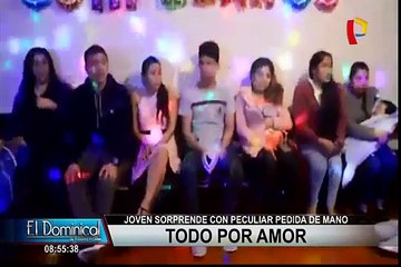 Todo por amor: joven sorprende a enamorada con singular pedida de mano