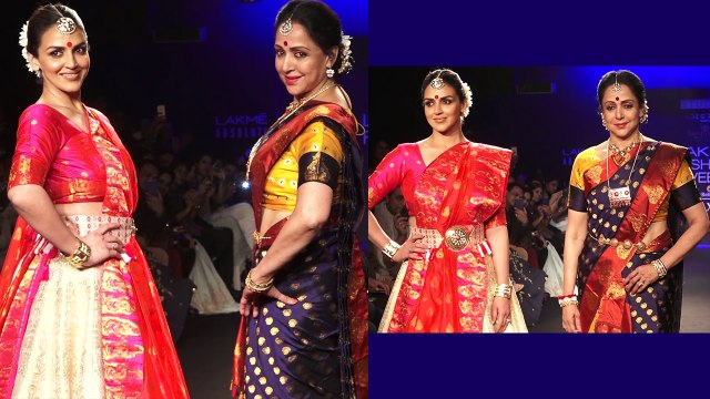 Lakme Fashion Week: Hema Malini & Esha Deol walk the ramp; Watch Video | FilmiBeat
