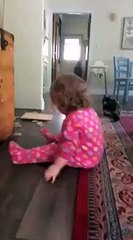 Cute kid keeps falling over