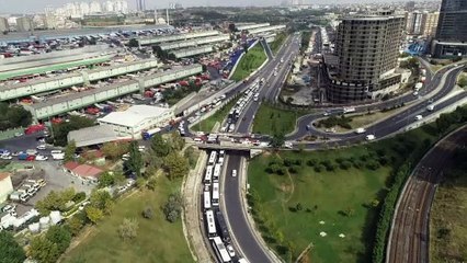 15 Temmuz Demokrasi Otogarı'nda kilometrelerce otobüs kuyruğu havadan görüntülendi