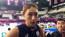 South Korea's top player Kim yeon-koung applauded #Rio2016 MVP Zhu Ting's role in Chinese team after losing the #AsianGames volleyball group match. Zhu scored 1