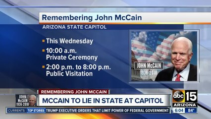 McCain to lie in state at Arizona State Capitol