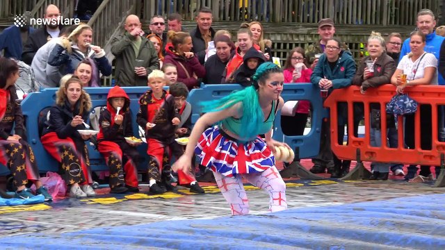 Wrestlers fight in GRAVY at world championships in Lancashire